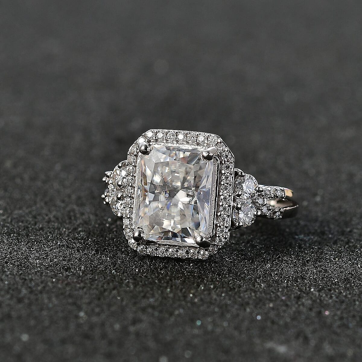 Moissanite Ring in Rhodium Over Sterling Silver (Size 9.0) 4.10 ctw image number 2