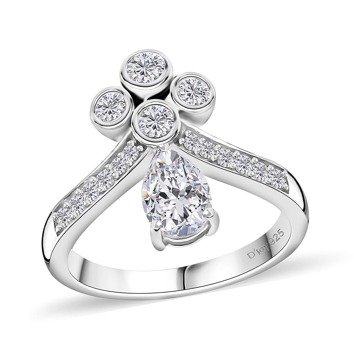 Moissanite Ring in Rhodium Over Sterling Silver (Size 10.0) 1.30 ctw