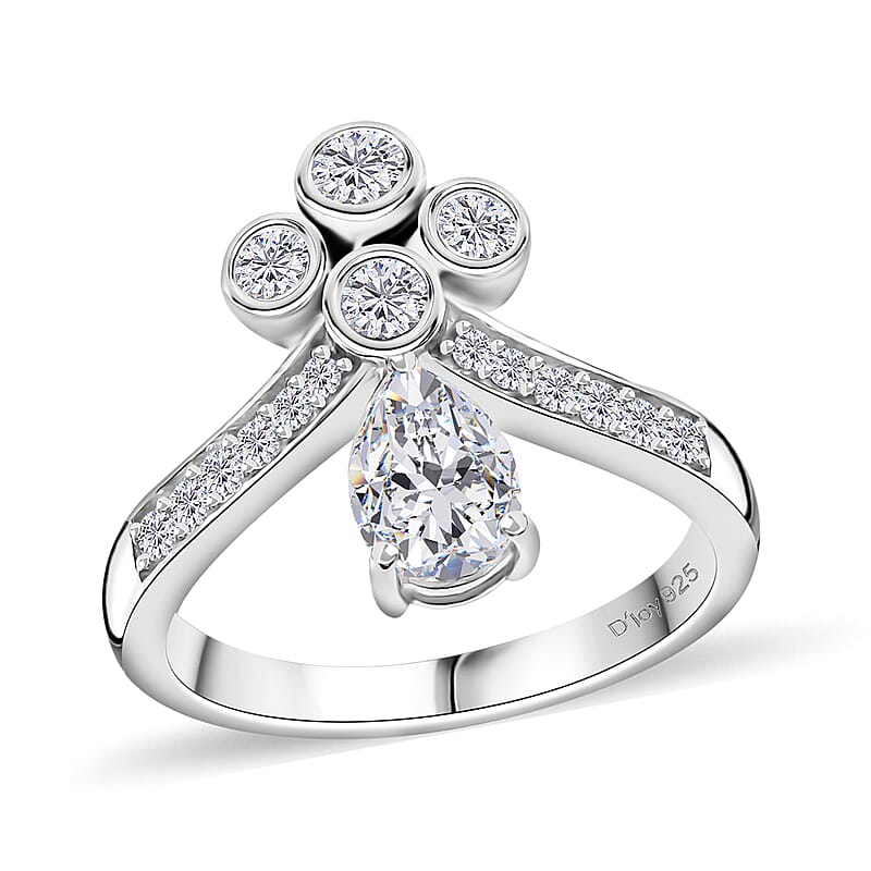 Moissanite Ring in Rhodium Over Sterling Silver (Size 10.0) 1.30 ctw