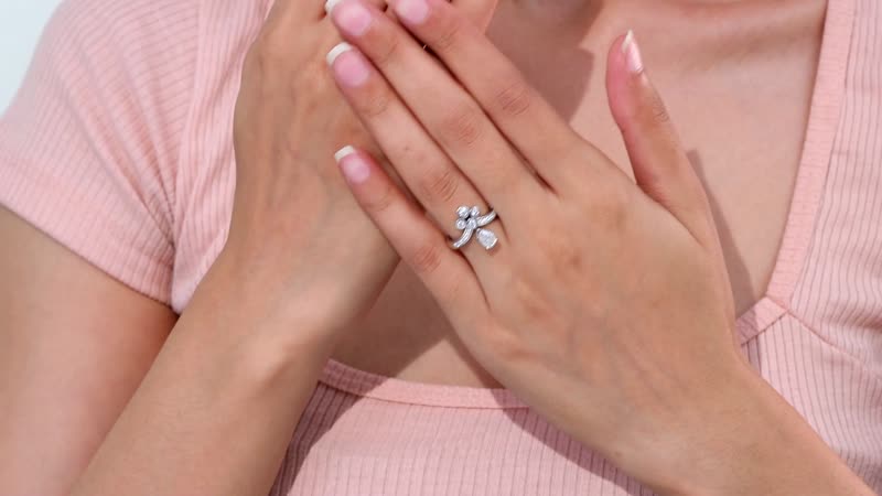 Moissanite Ring in Rhodium Over Sterling Silver 1.30 ctw
