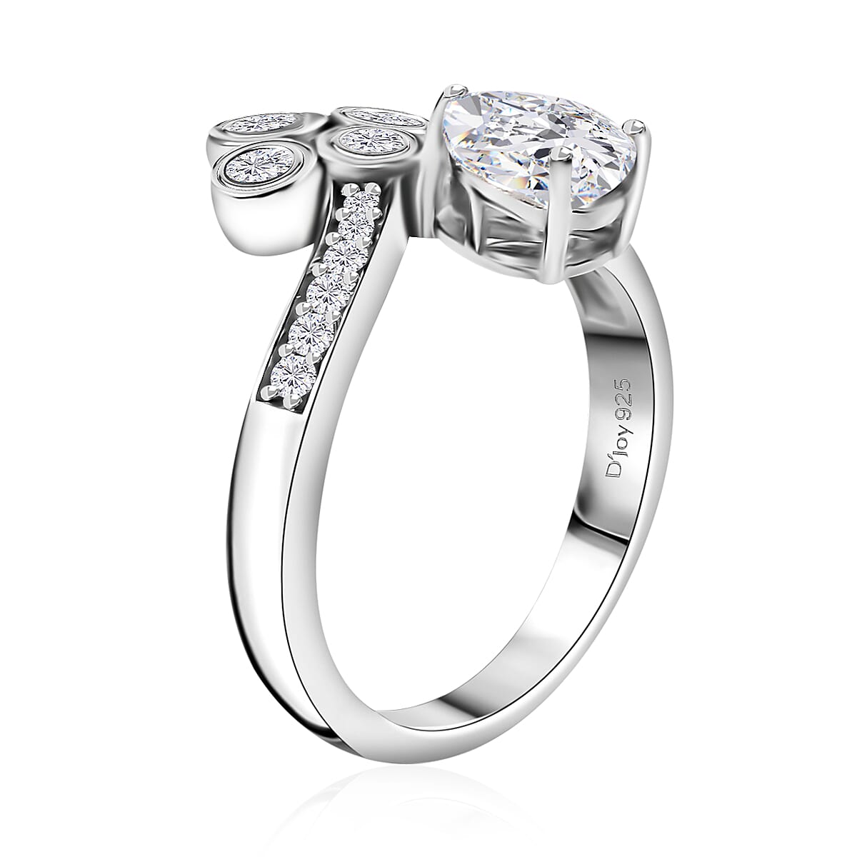 Moissanite Ring in Rhodium Over Sterling Silver (Size 10.0) 1.30 ctw