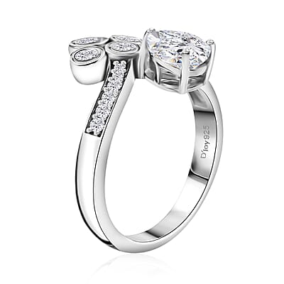 Moissanite Ring in Rhodium Over Sterling Silver (Size 10.0) 1.30 ctw