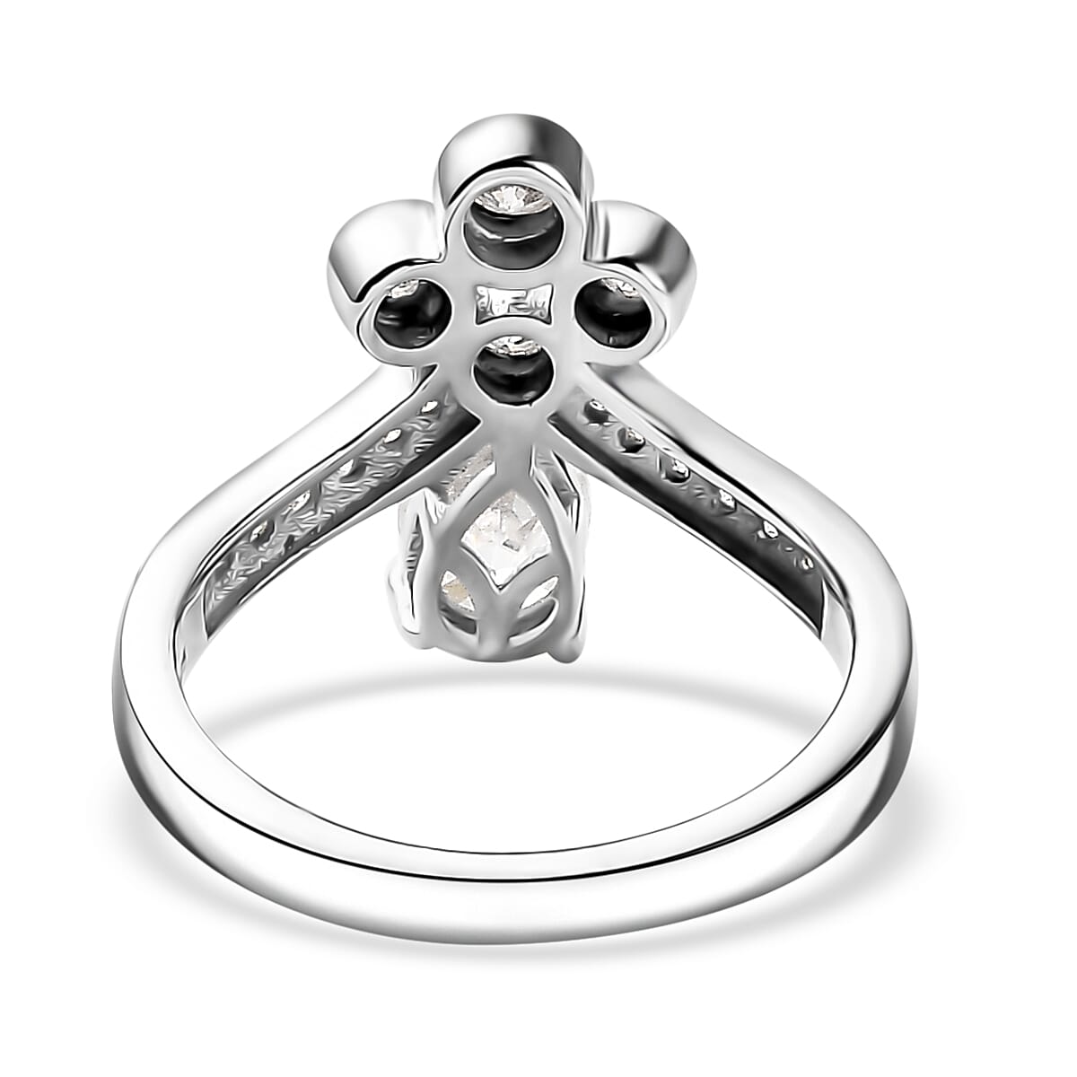 Moissanite Ring in Rhodium Over Sterling Silver (Size 10.0) 1.30 ctw