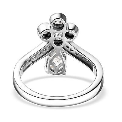 Moissanite Ring in Rhodium Over Sterling Silver (Size 10.0) 1.30 ctw