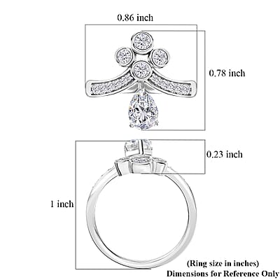 Moissanite Ring in Rhodium Over Sterling Silver (Size 10.0) 1.30 ctw