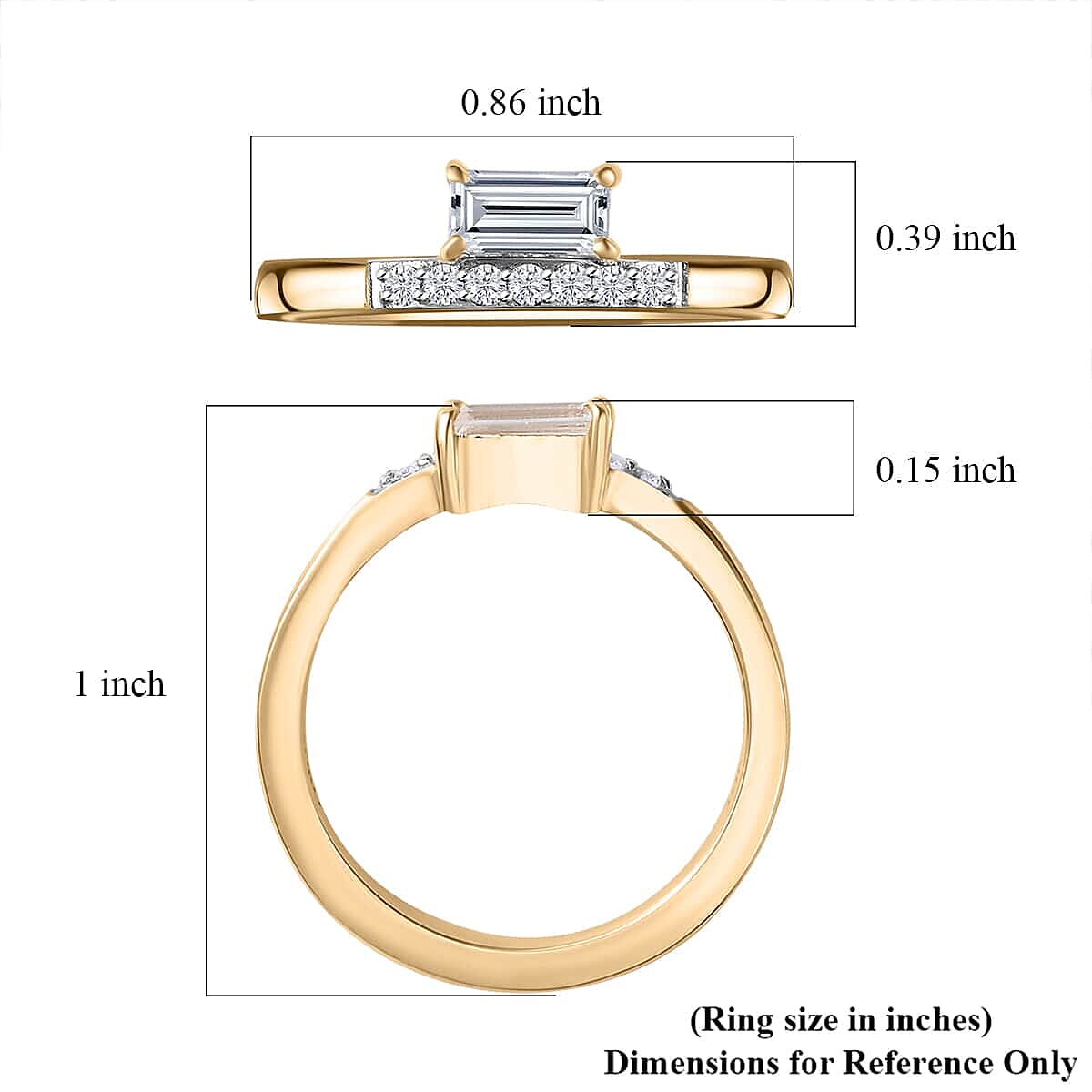 Moissanite 0.50 ctw Ring in 10K Yellow Gold (Size 7.0)