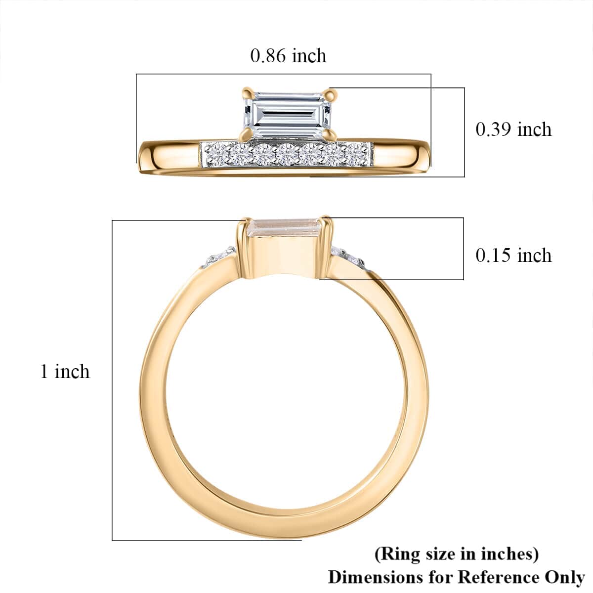 Moissanite 0.50 ctw Ring in 10K Yellow Gold (Size 7.0) image number 5