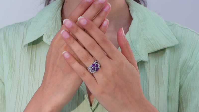 Karis African Amethyst Ring in Platinum Bond (Size 10.0) 1.75 ctw