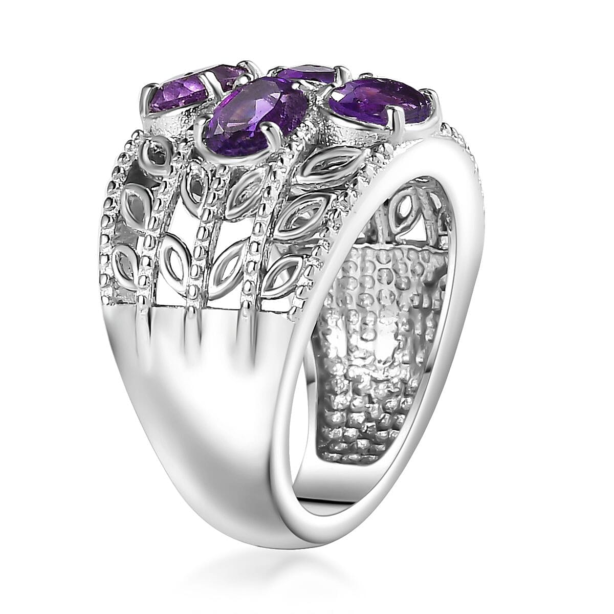 Karis African Amethyst Ring in Platinum Bond (Size 5.0) 1.75 ctw image number 3