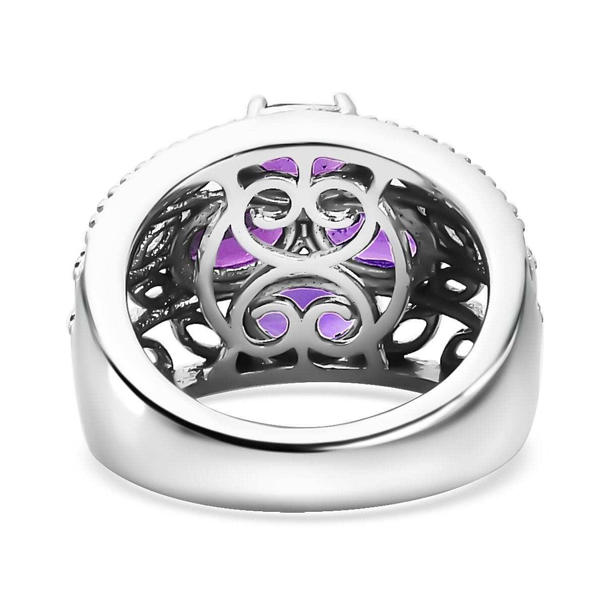 Karis African Amethyst Ring in Platinum Bond (Size 5.0) 1.75 ctw image number 4