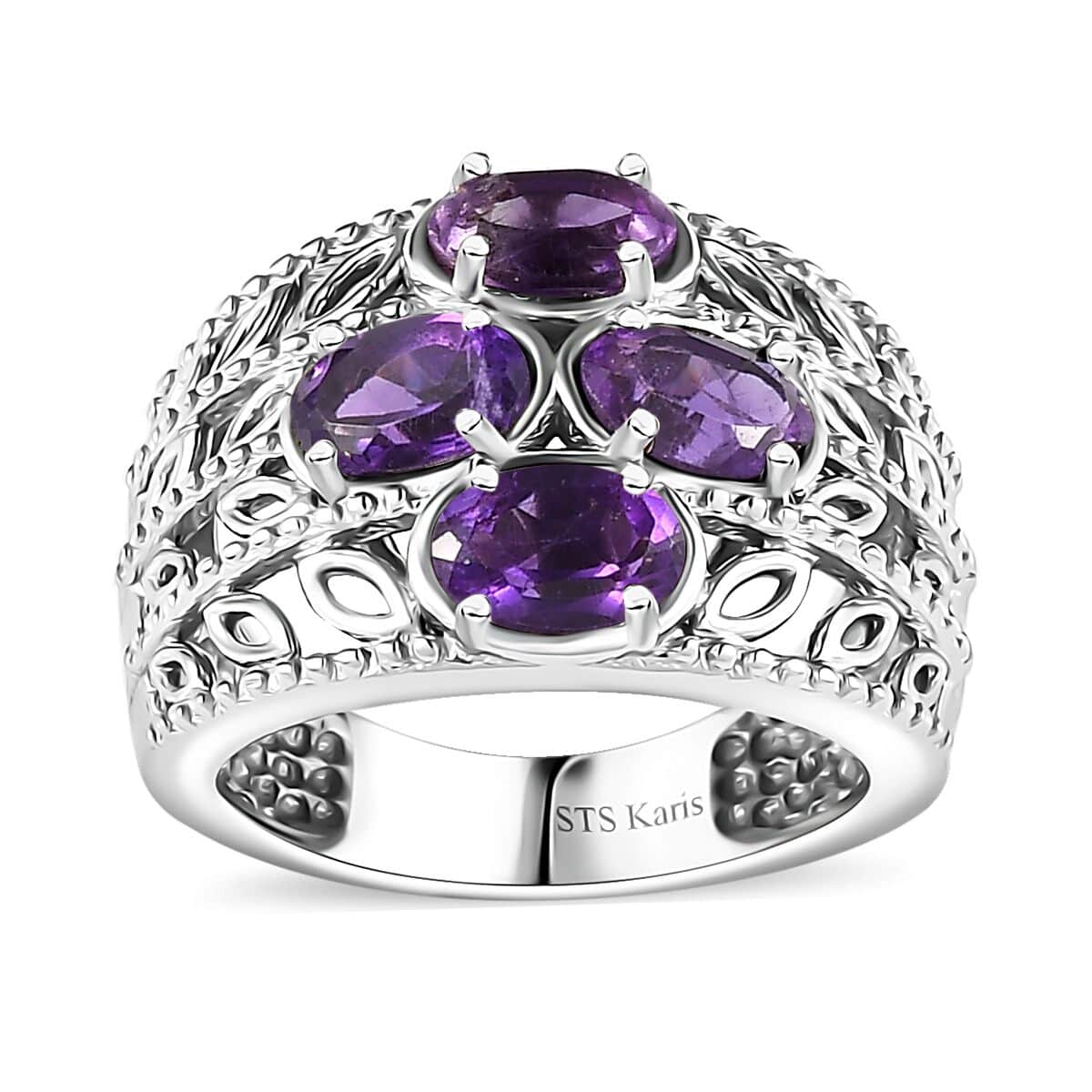 Karis African Amethyst Ring in Platinum Bond (Size 6.0) 1.75 ctw image number 0