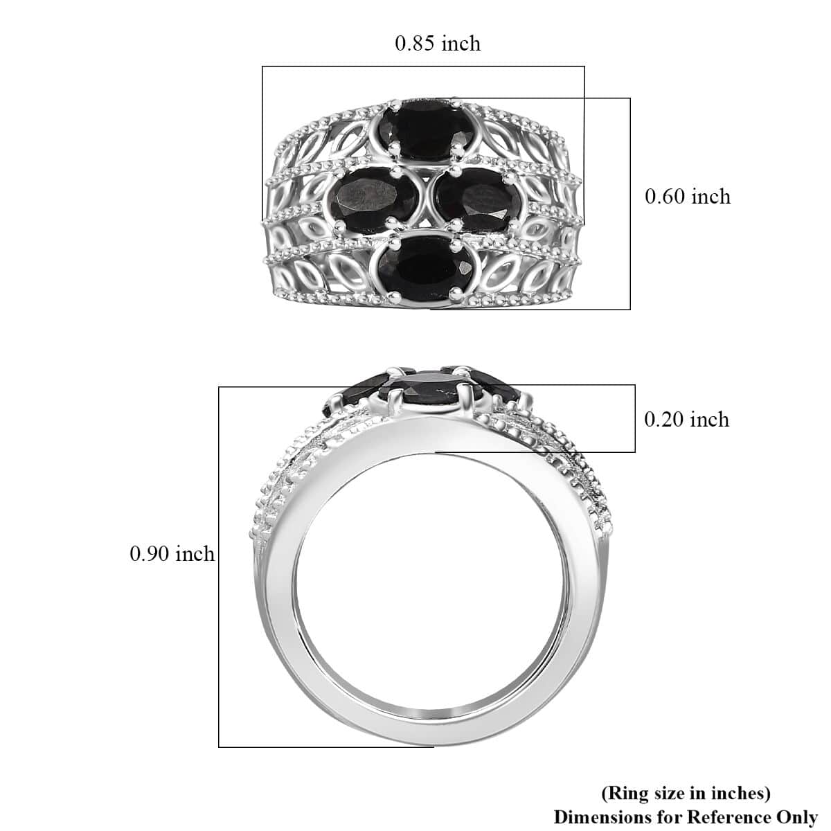 Karis Thai Black Spinel Ring in Platinum Bond (Size 5.0) 2.35 ctw image number 5