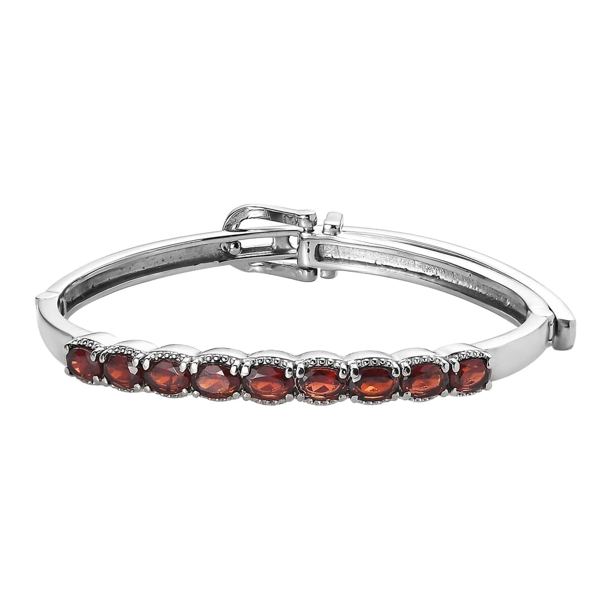 Mozambique Garnet Bangle Bracelet in Stainless Steel (6.50 In) 5.40 ctw image number 0