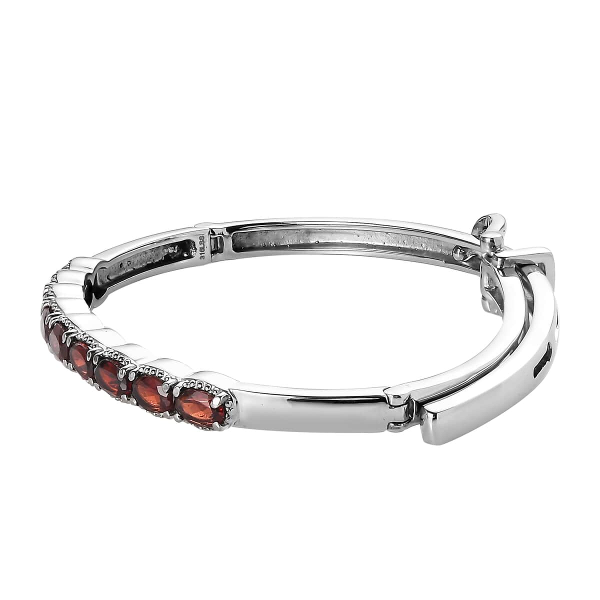 Mozambique Garnet Bangle Bracelet in Stainless Steel (6.50 In) 5.40 ctw image number 3