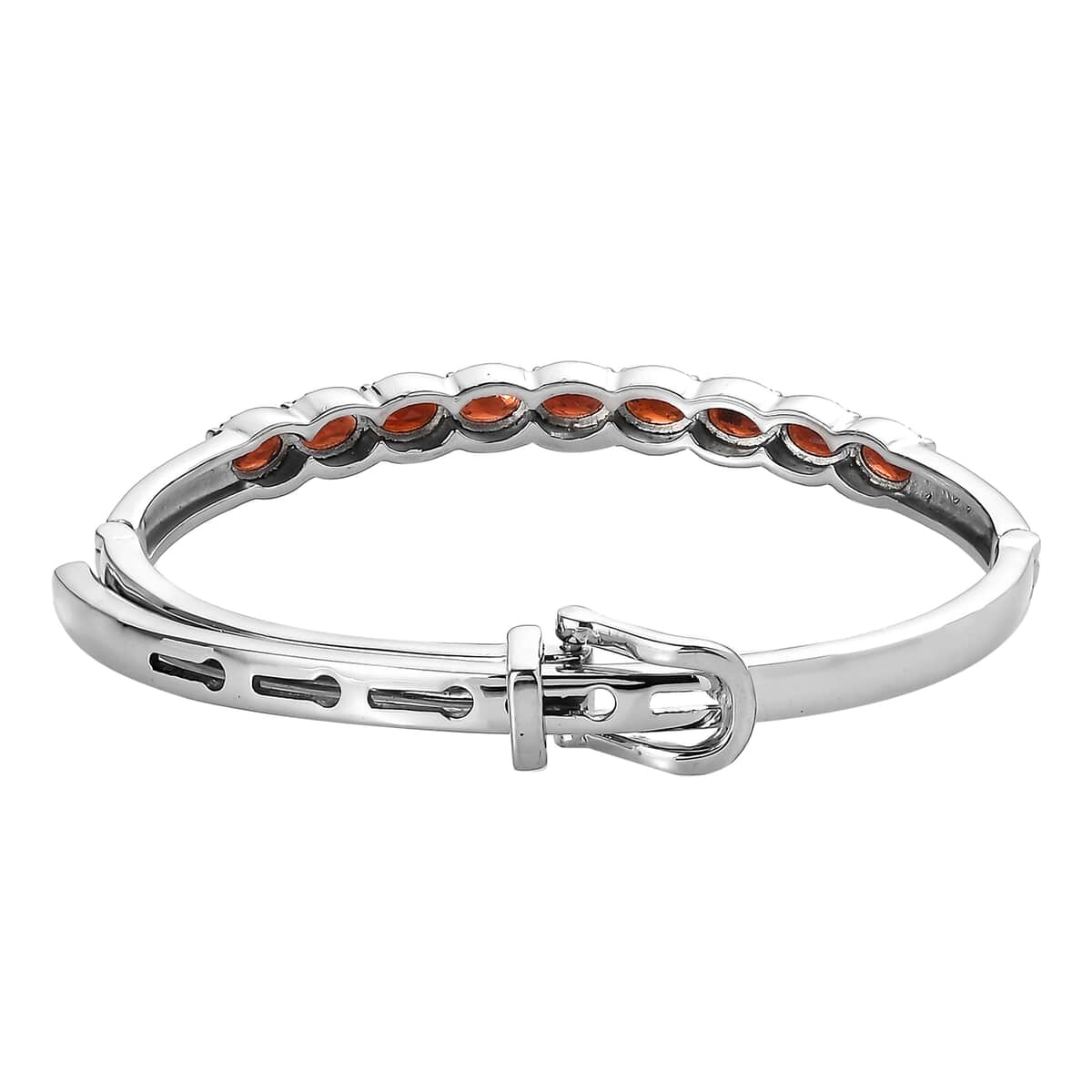 Mozambique Garnet Bangle Bracelet in Stainless Steel (6.50 In) 5.40 ctw image number 4