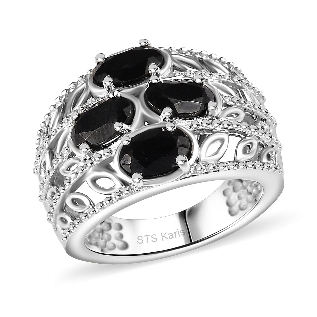 Karis Thai Black Spinel Ring in Platinum Bond (Size 7.0) 2.35 ctw image number 0
