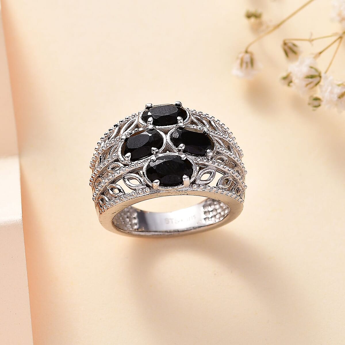 Karis Thai Black Spinel Ring in Platinum Bond (Size 7.0) 2.35 ctw image number 1