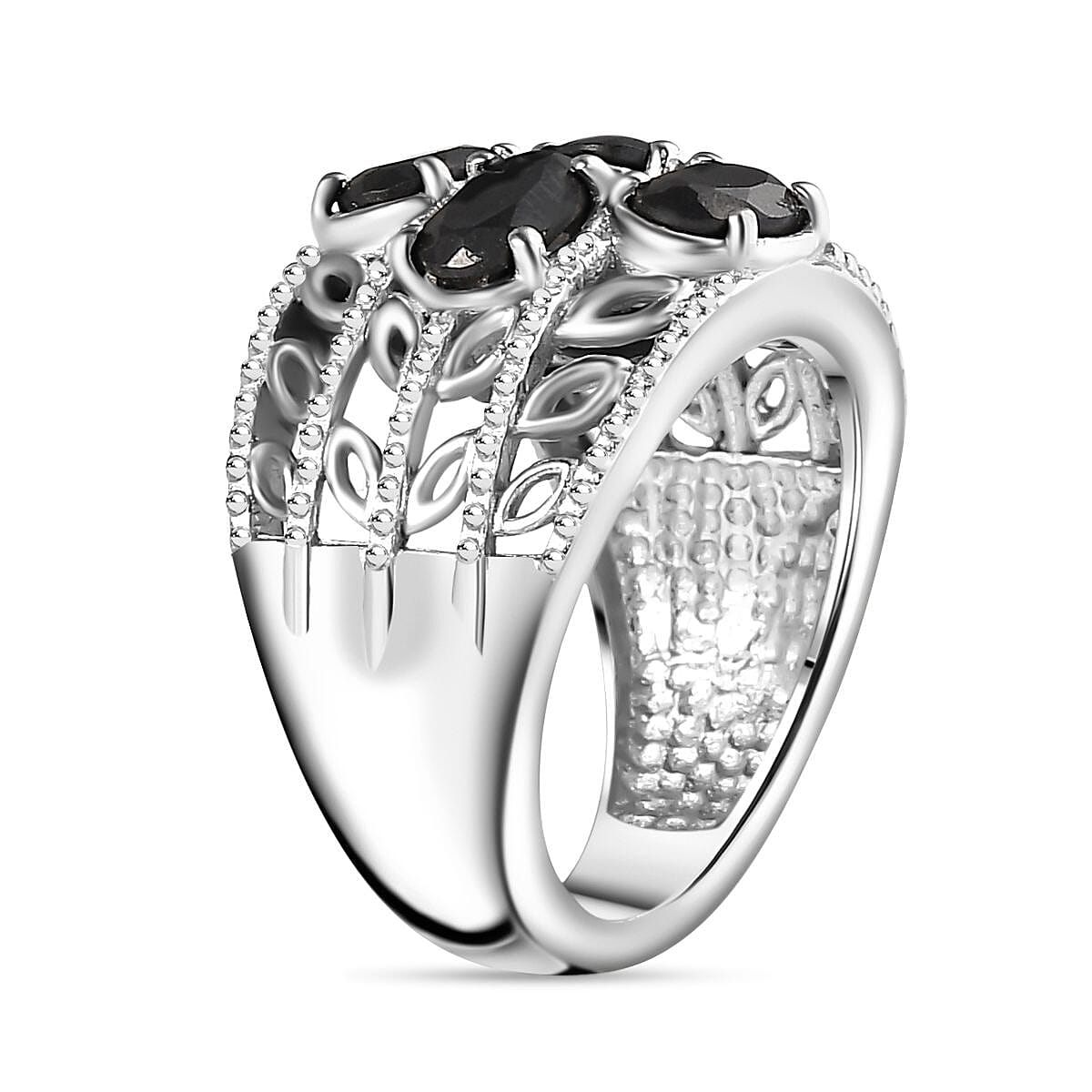 Karis Thai Black Spinel Ring in Platinum Bond (Size 7.0) 2.35 ctw image number 3