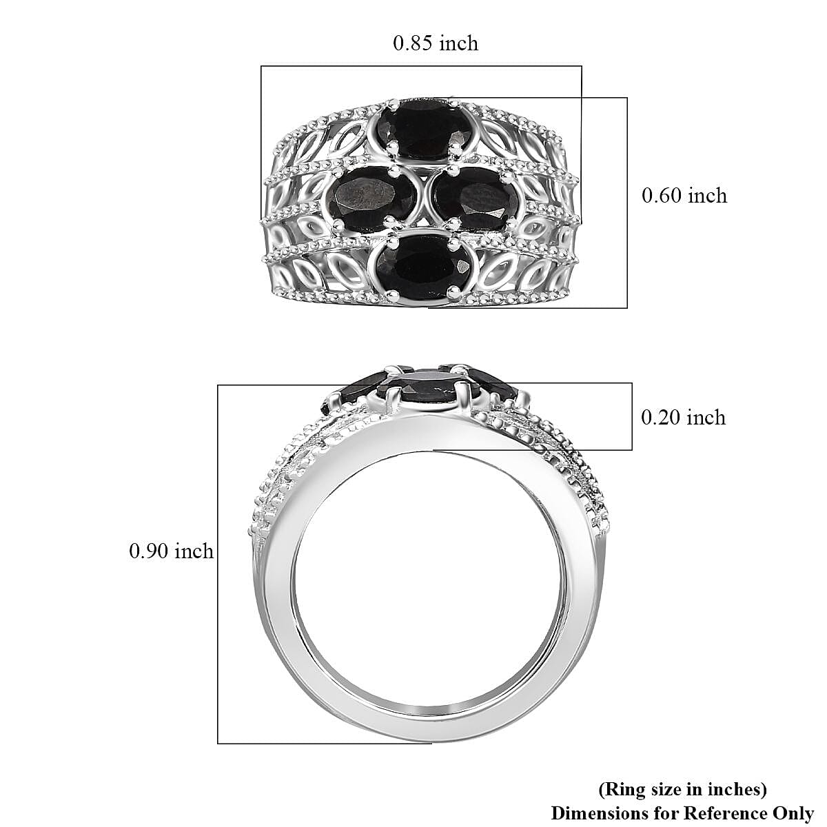 Karis Thai Black Spinel Ring in Platinum Bond (Size 7.0) 2.35 ctw image number 5