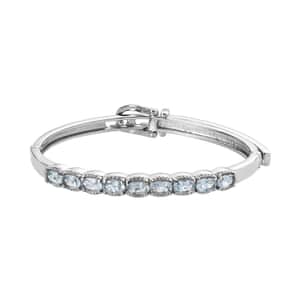 Sky Blue Topaz Bangle Bracelet in Stainless Steel 4.65 ctw