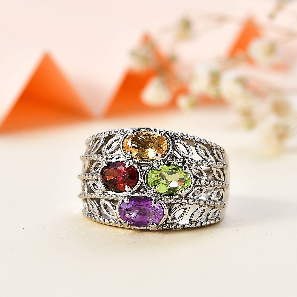 Karis Multi Gemstone Ring in Platinum Bond (Size 8.0) 2.00 ctw image number 1