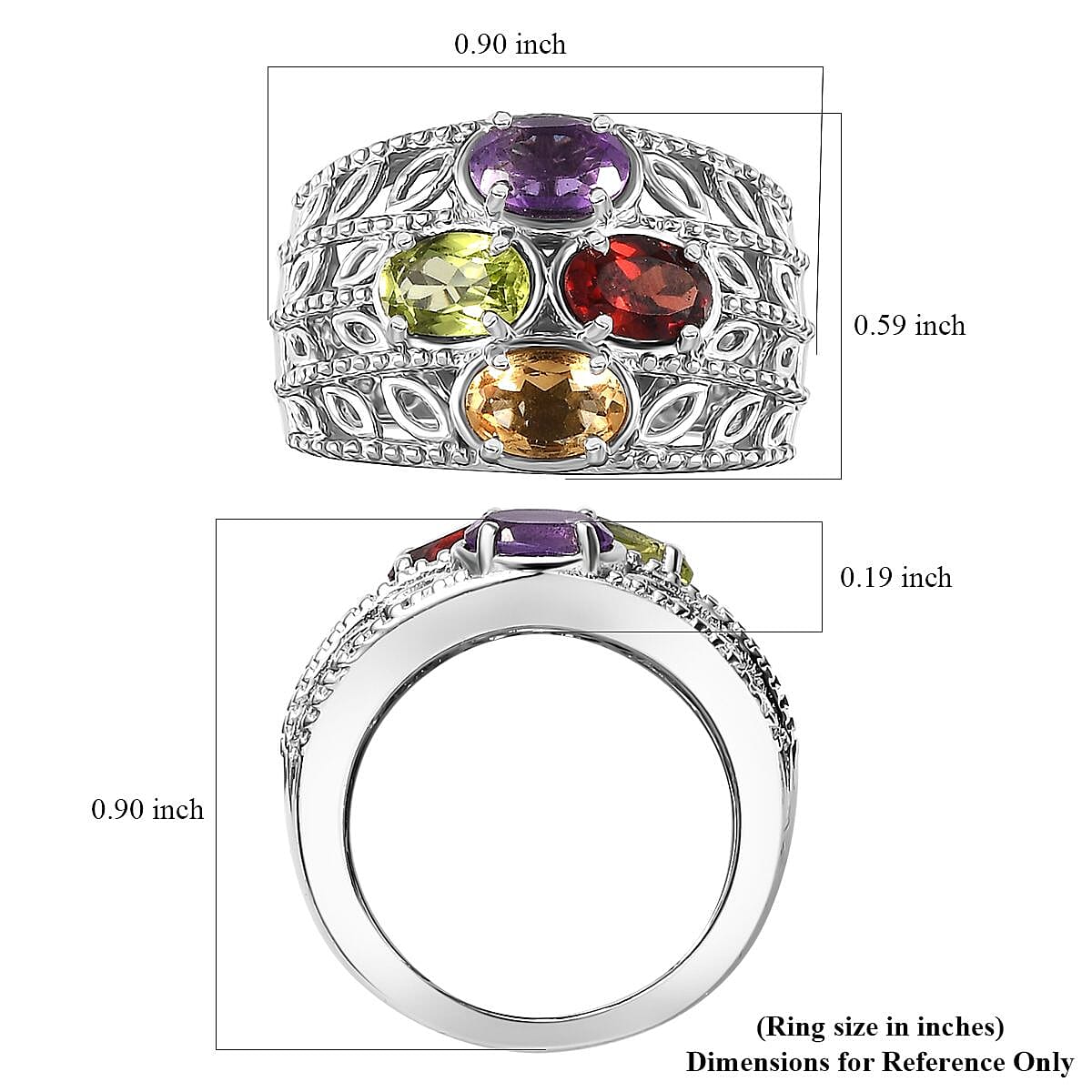 Karis Multi Gemstone Ring in Platinum Bond (Size 8.0) 2.00 ctw image number 5
