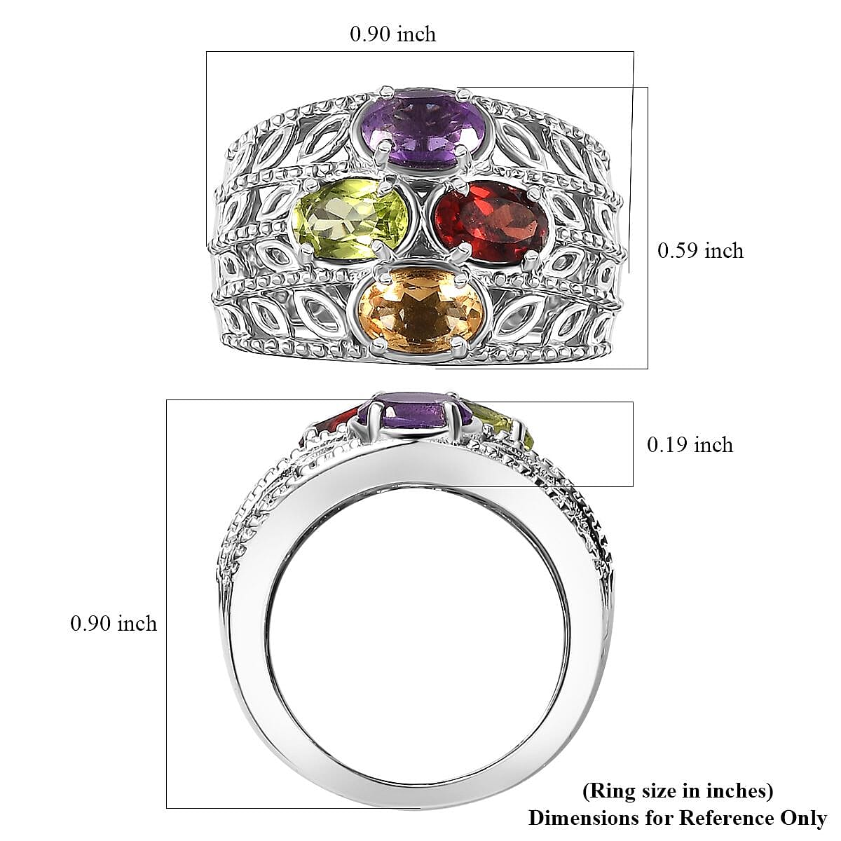 Karis Multi Gemstone Ring in Platinum Bond (Size 10.0) 2.00 ctw image number 5