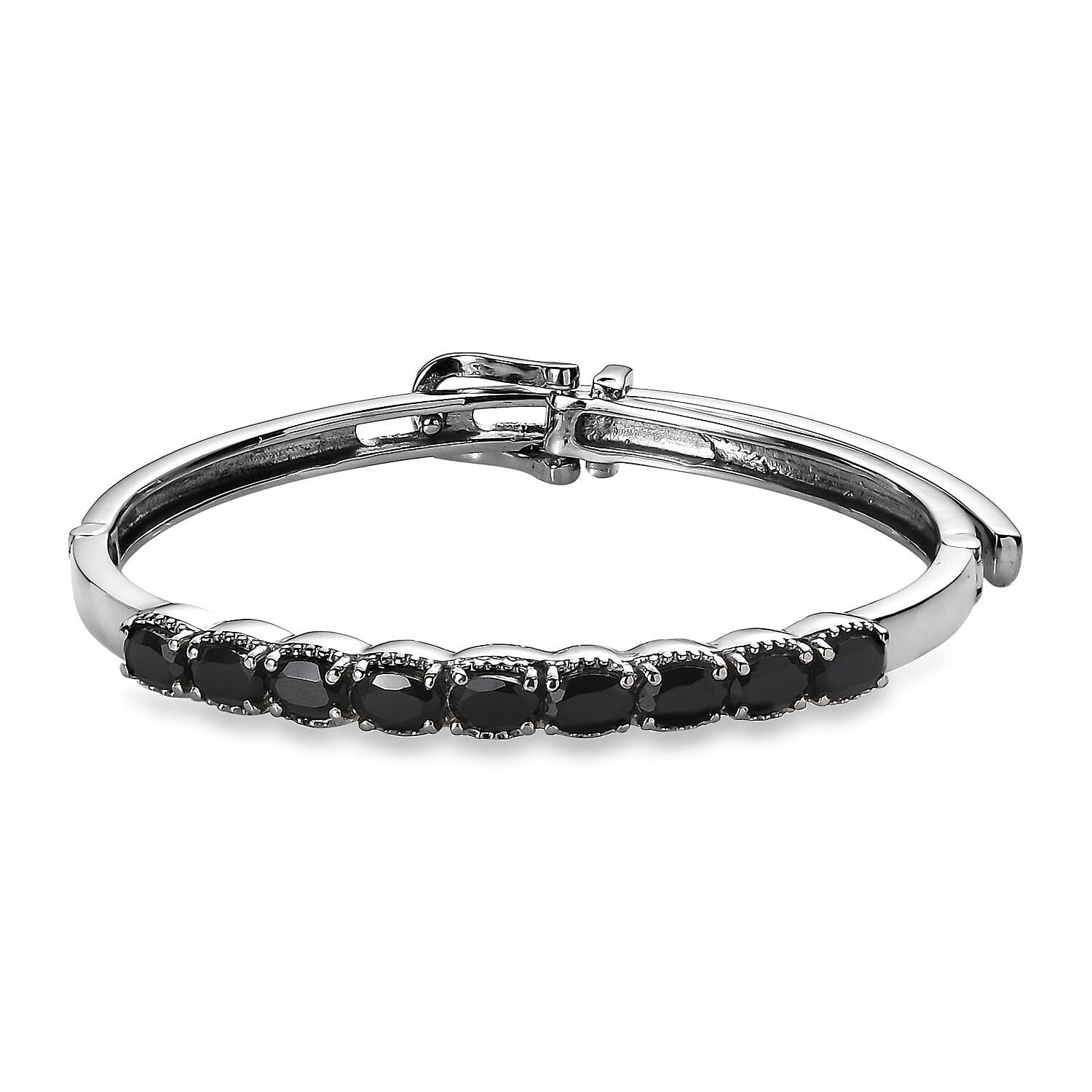 African Amethyst Bangle Bracelet in Stainless Steel (6.50 In) 3.60 ctw