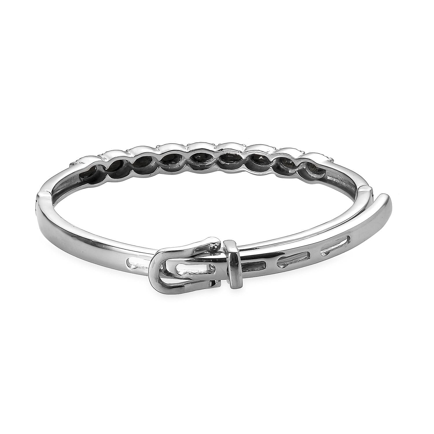 Thai Black Spinel Bangle Bracelet in Stainless Steel (6.50 In) 5.15 ctw