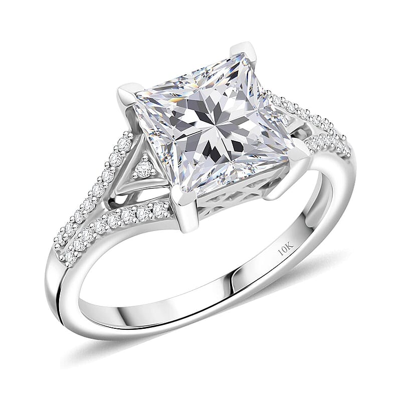 Moissanite 3.00 ctw Ring in 10K White Gold (Size 7.0)