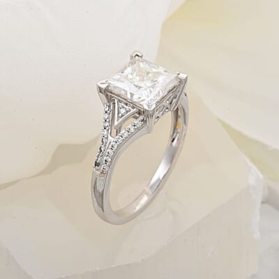 Moissanite 3.00 ctw Ring in 10K White Gold (Size 7.0)