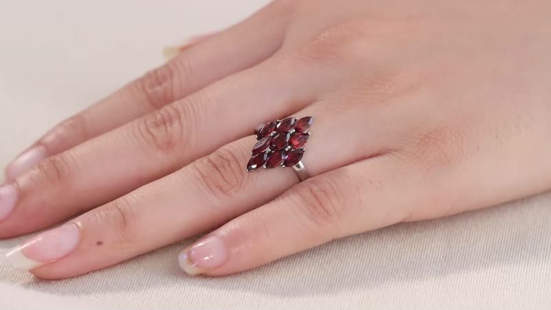 Amethyst Cluster Ring in Stainless Steel 1.85 ctw