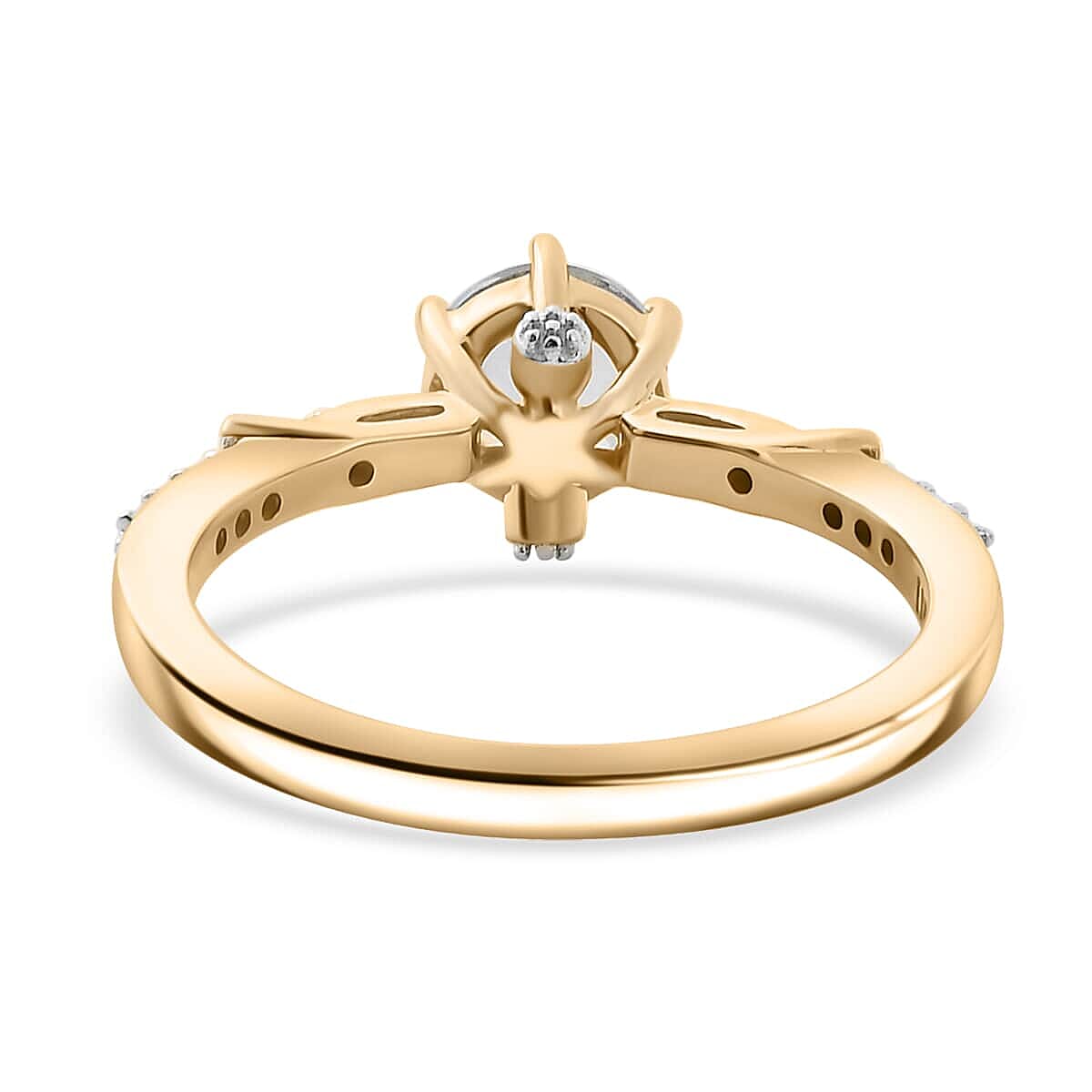 Luxoro Premium Mangoro Aquamarine and Moissanite 0.90 ctw Ring in 10K Yellow Gold (Size 7.0)