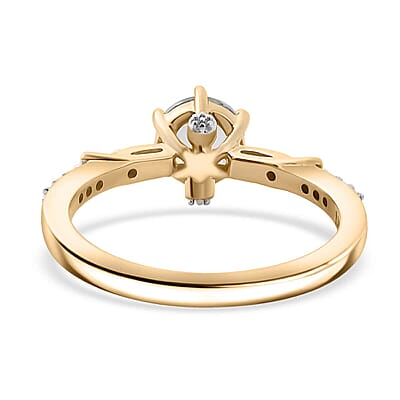 Luxoro Premium Mangoro Aquamarine and Moissanite 0.90 ctw Ring in 10K Yellow Gold (Size 7.0)