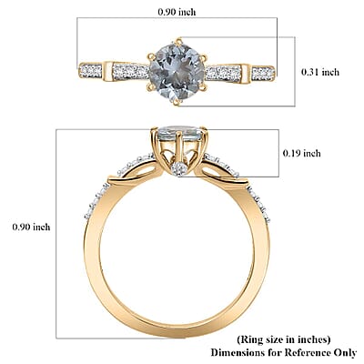 Luxoro Premium Mangoro Aquamarine and Moissanite 0.90 ctw Ring in 10K Yellow Gold (Size 7.0)