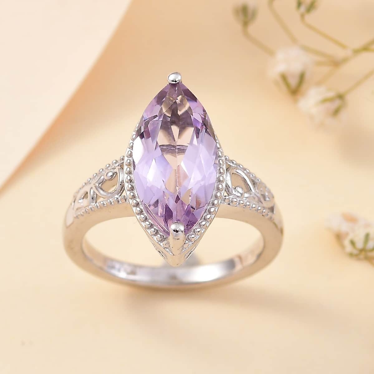 Karis Rose De France Amethyst Ring in Planinum Bond (Size 10.0) 2.85 ctw image number 1