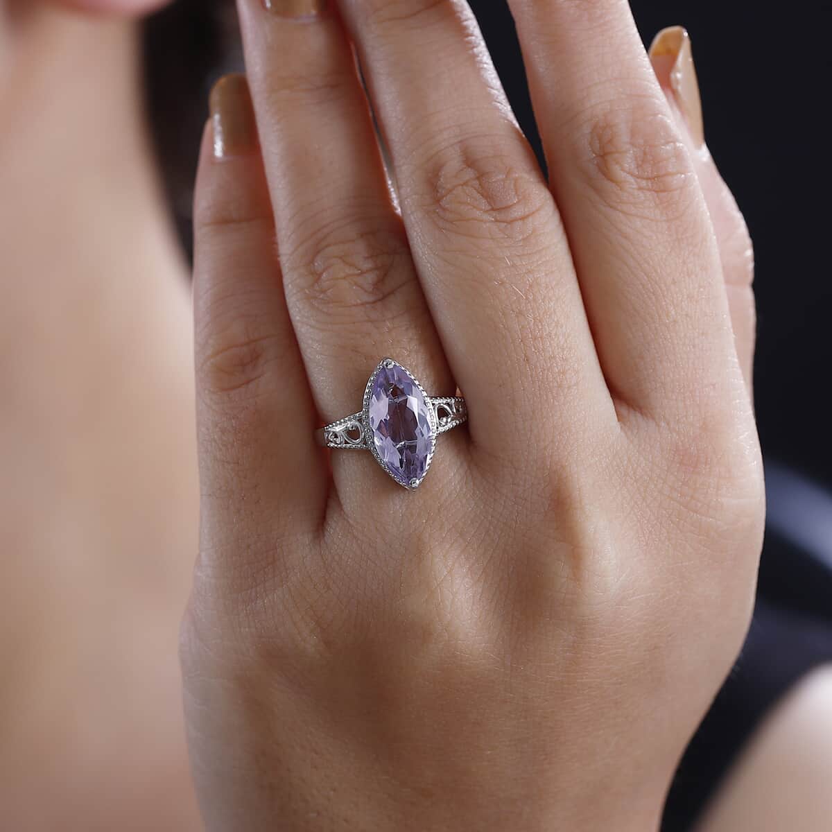 Karis Rose De France Amethyst Ring in Planinum Bond (Size 10.0) 2.85 ctw image number 2