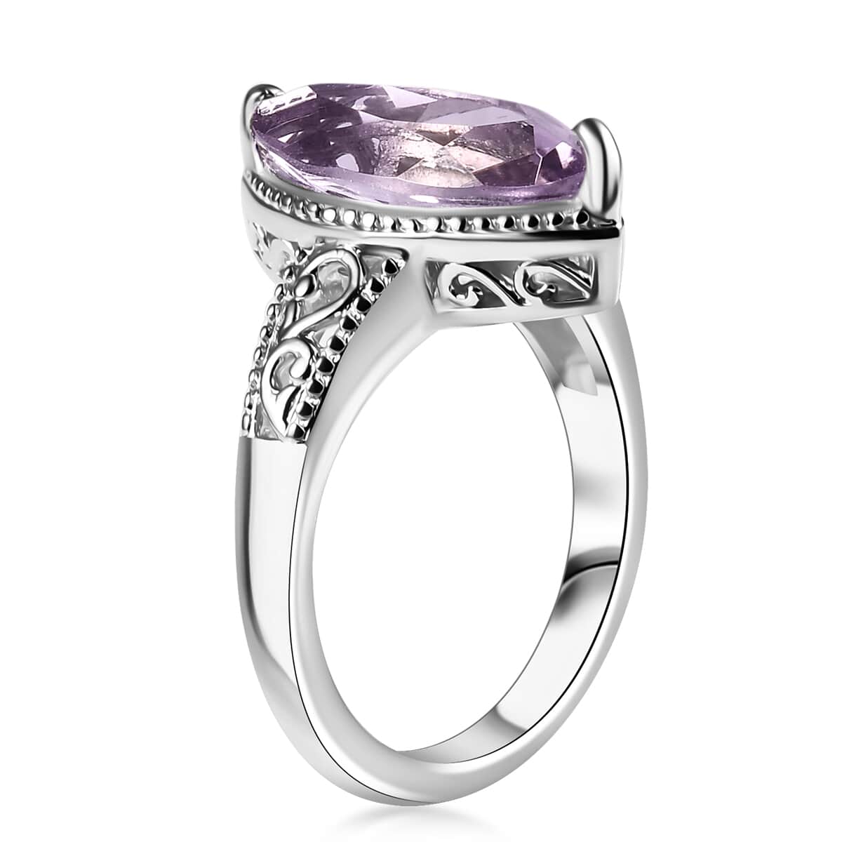 Karis Rose De France Amethyst Ring in Planinum Bond (Size 10.0) 2.85 ctw image number 3