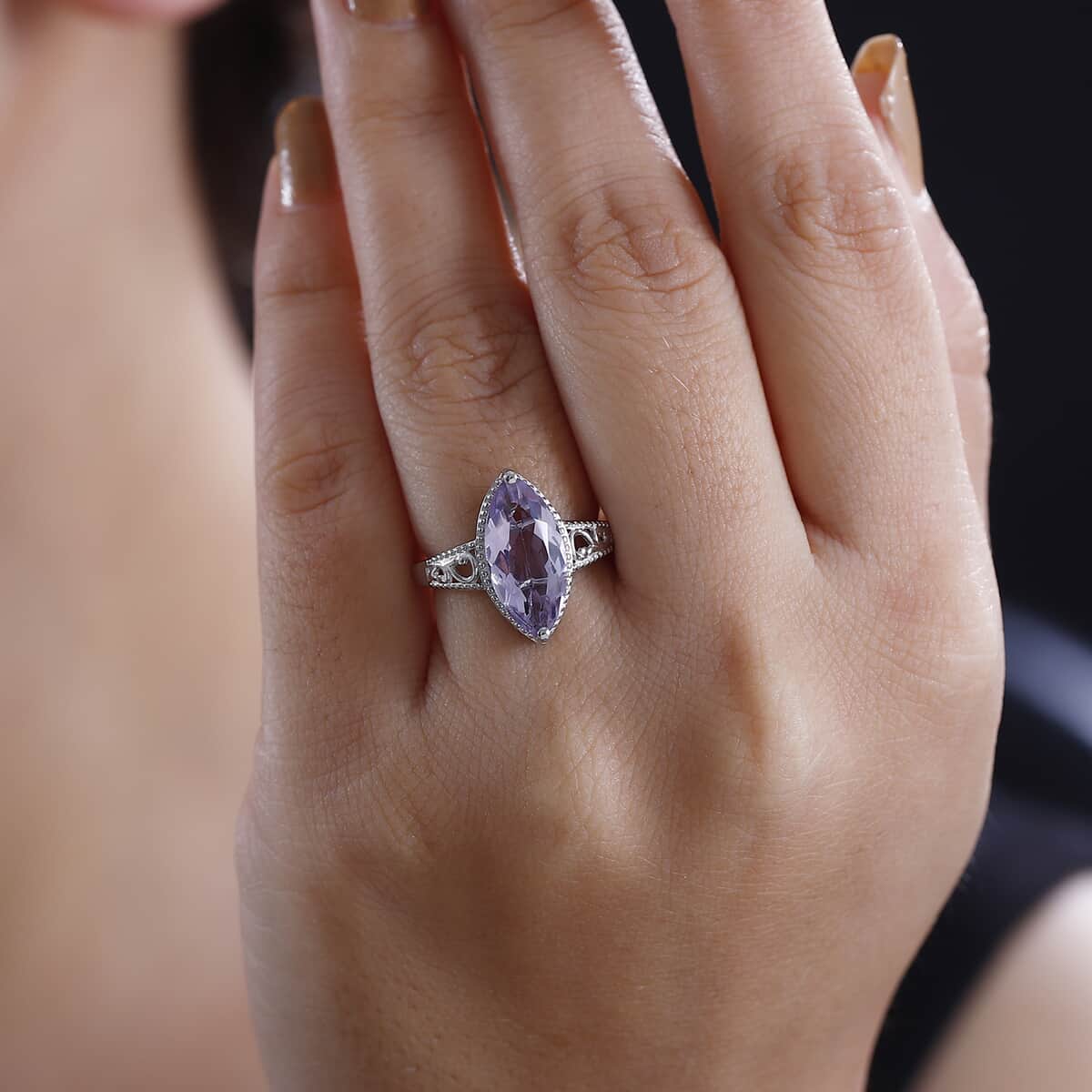 Karis Rose De France Amethyst 2.85 ctw Ring in Planinum Bond (Size 7.0)  image number 2