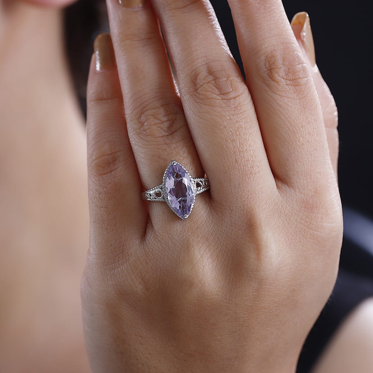 Karis Rose De France Amethyst 2.85 ctw Ring in Planinum Bond (Size 8.0)  image number 2