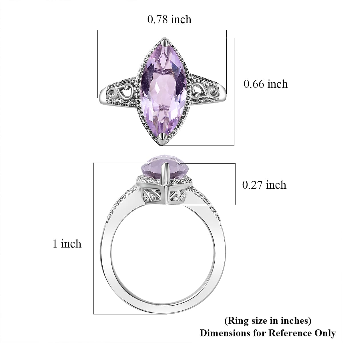 Karis Rose De France Amethyst 2.85 ctw Ring in Planinum Bond (Size 8.0)  image number 5