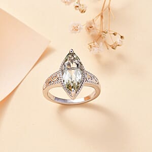 Karis Montezuma Prasiolite 3.15 ctw Ring in Platinum Bond (Size 5.0) 