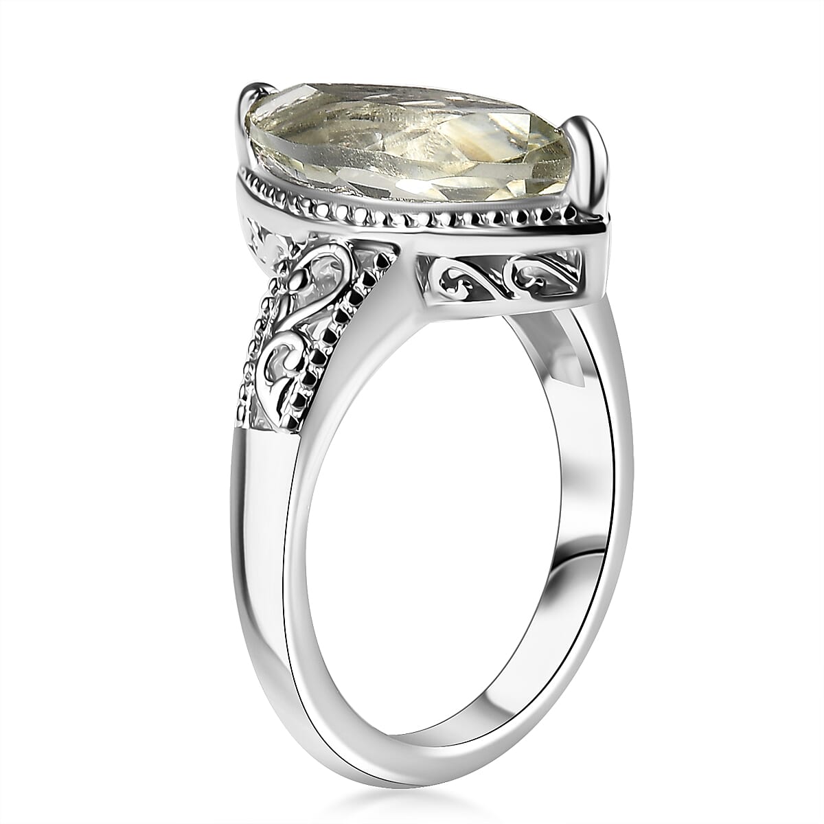 Karis Montezuma Prasiolite 3.15 ctw Ring in Platinum Bond (Size 5.0)  image number 3