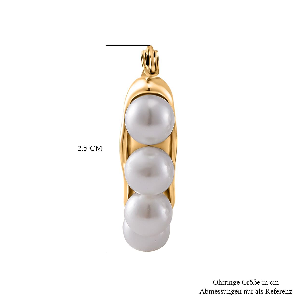 White Shell Pearl Earrings in ION Plated YG Stainless Steel