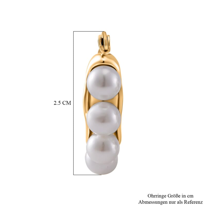 White Shell Pearl Earrings in ION Plated YG Stainless Steel