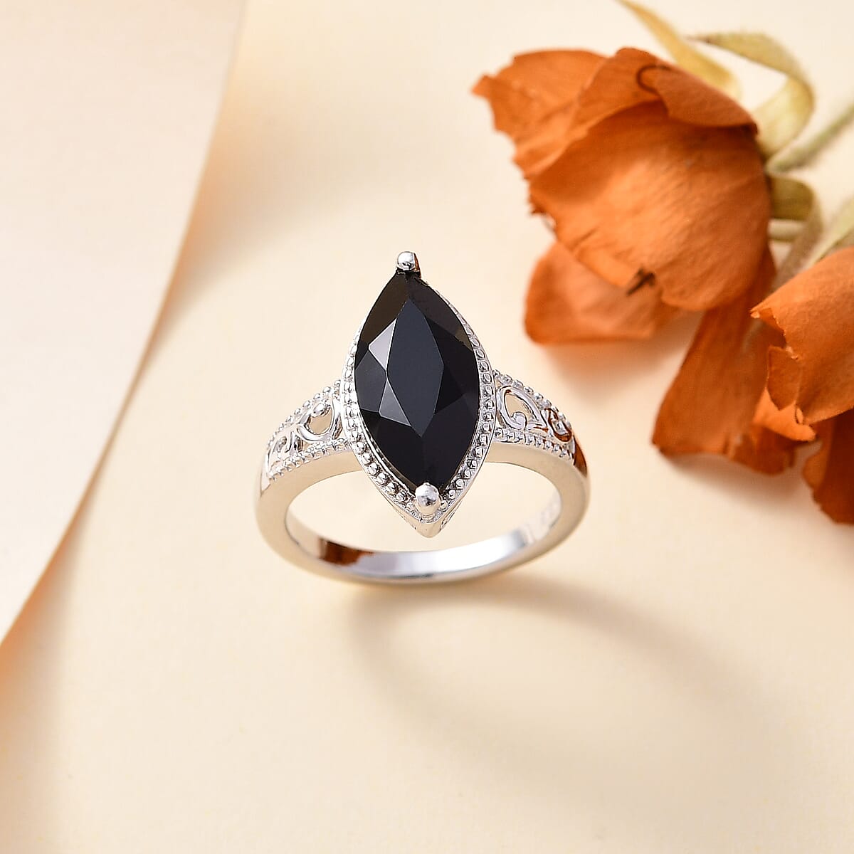 Karis Thai Black Spinel 3.60 ctw Ring in Platinum Bond (Size 10.0)  image number 1