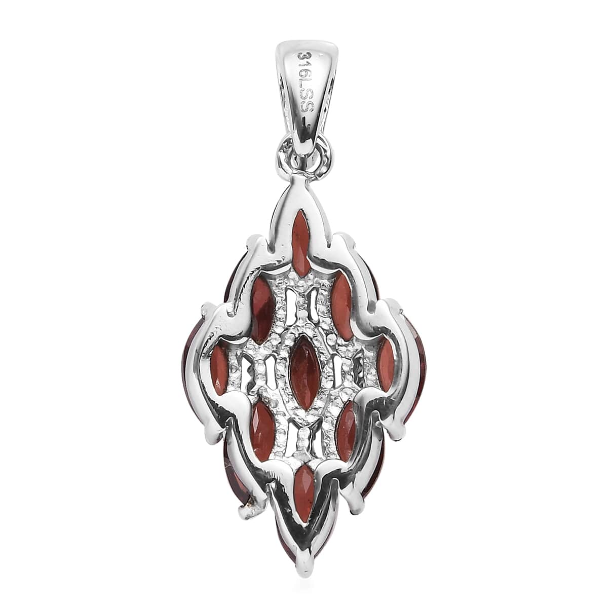 Mozambique Garnet 2.70 ctw Pendant in Stainless Steel  image number 4