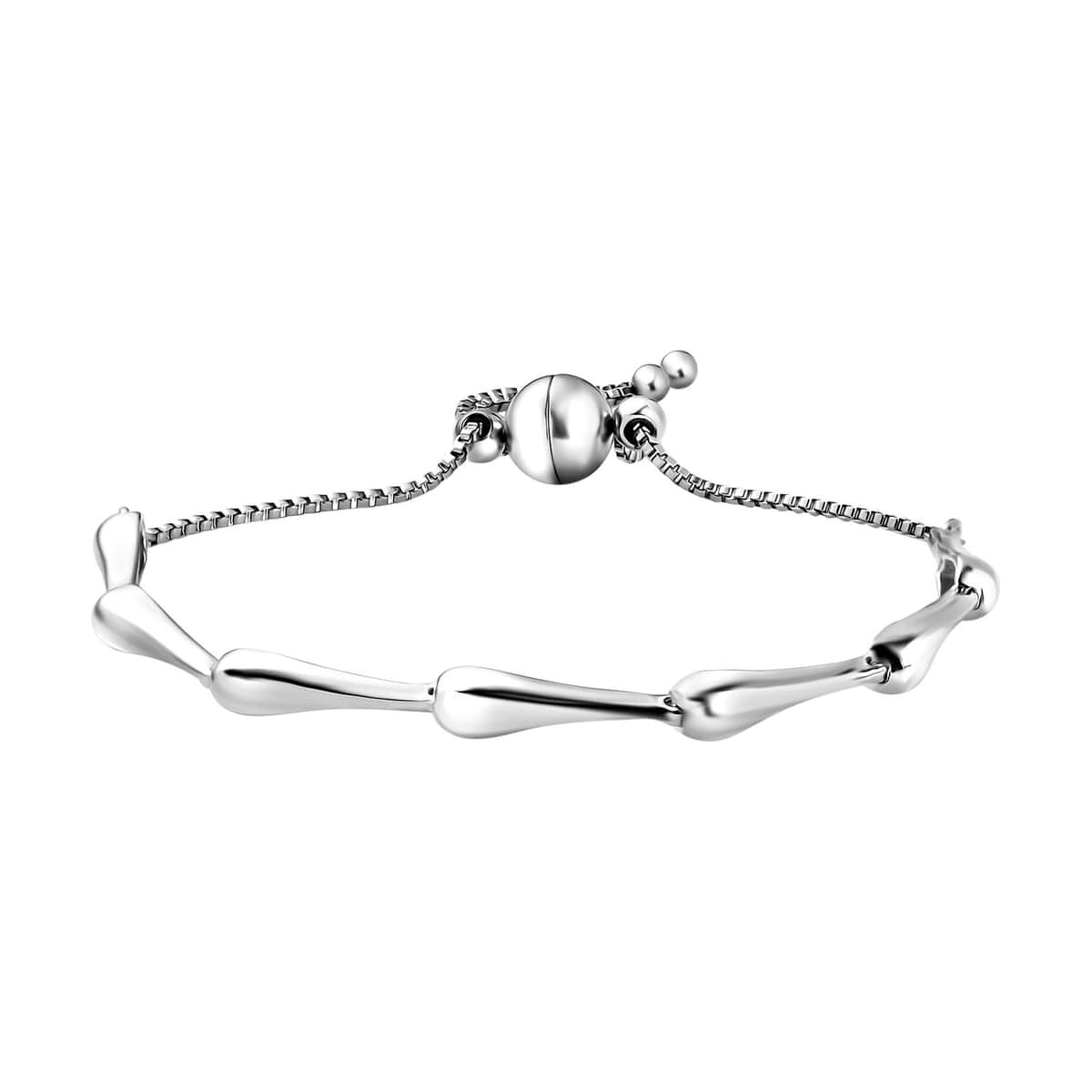 Karis Rain Drop Link Bolo Bracelet in Platinum Bond and Stainless Steel image number 0