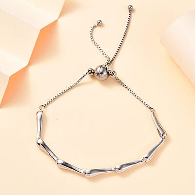 Karis Raindrop Link Bolo Bracelet in Platinum Bond and Stainless Steel