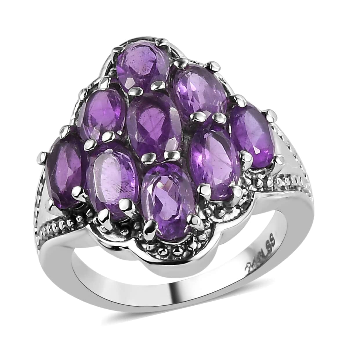 African Amethyst 3.85 ctw Ring in Stainless Steel (Size 10.0) image number 0